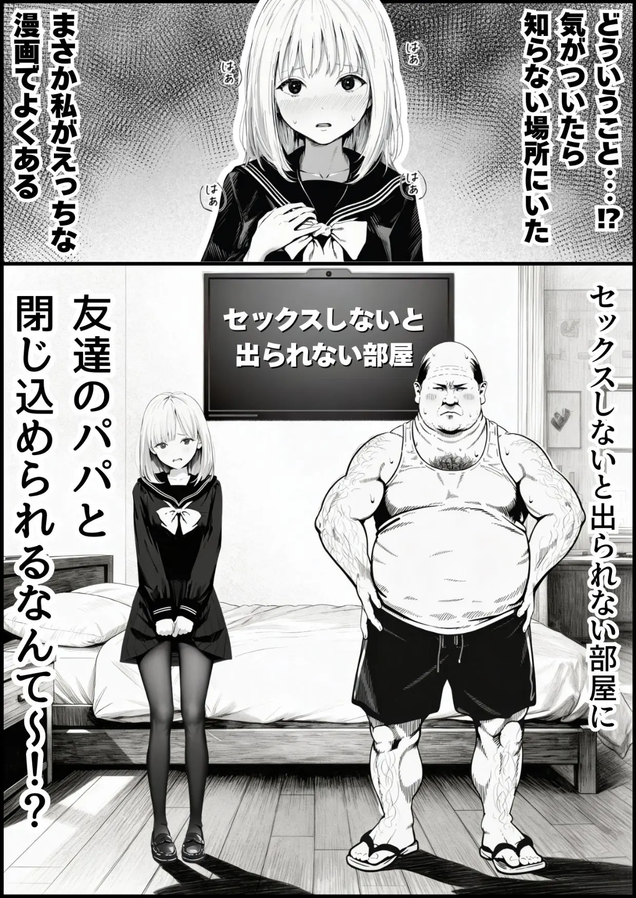 セックスしないと出られない部屋に親友のパパと閉じ込められたんですけど〜！？ 画像1