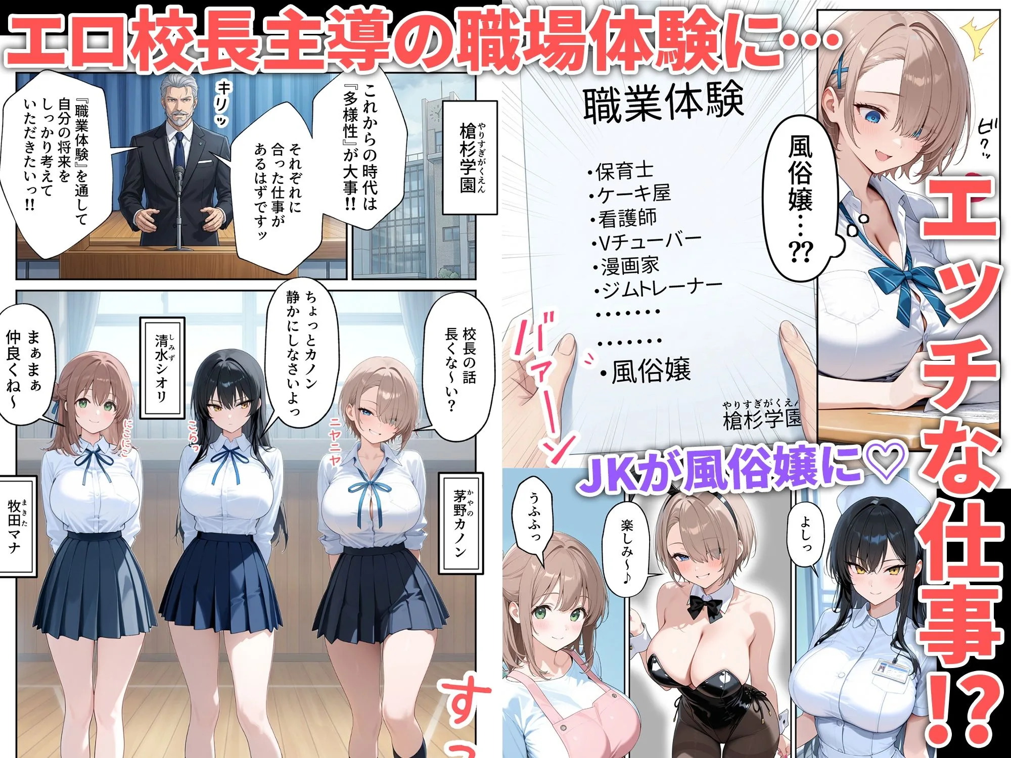 職場体験えっち 女子●生3人エッチな職場体験 画像1